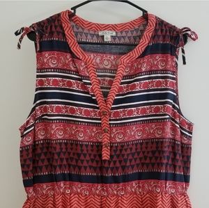 Lucky Brand Mandarin Boho Tunic Dress, Sz L